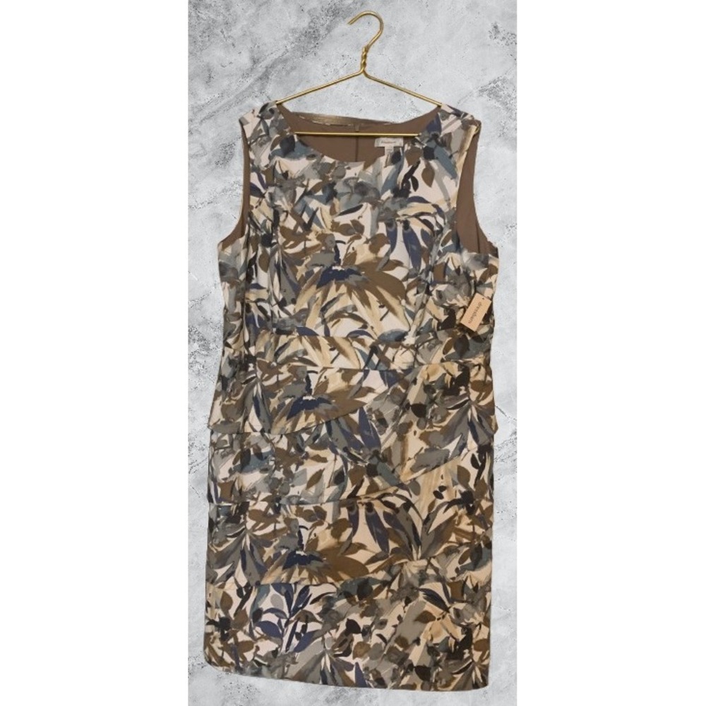NWT- Dressbarn Women's Plus Size 22W Tiered Sheath Dress Abstract Leaf Print - Picture 2 of 7